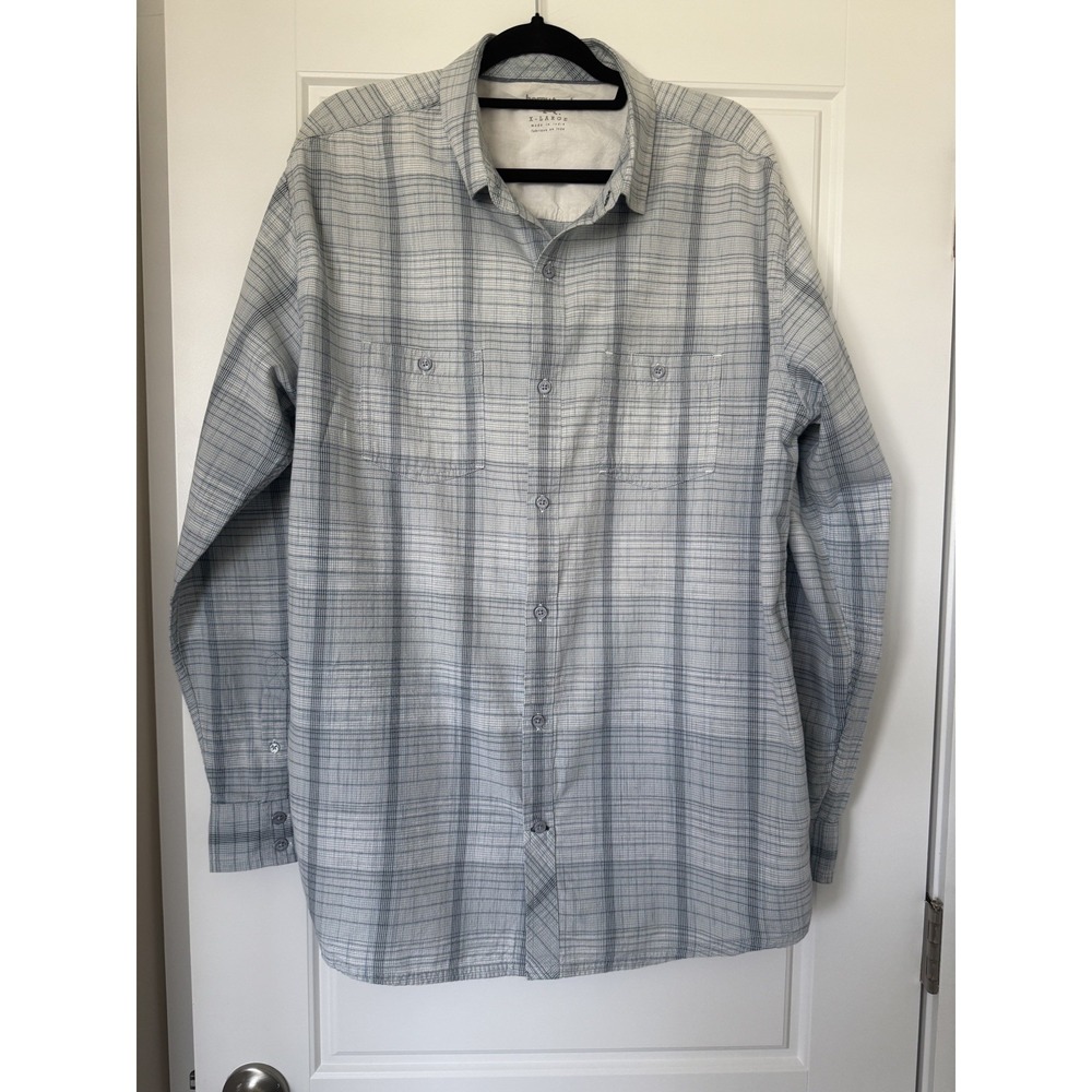 Horny Toad Organic Cotton Button Down Shirt Men's XL Blue/White India EUC